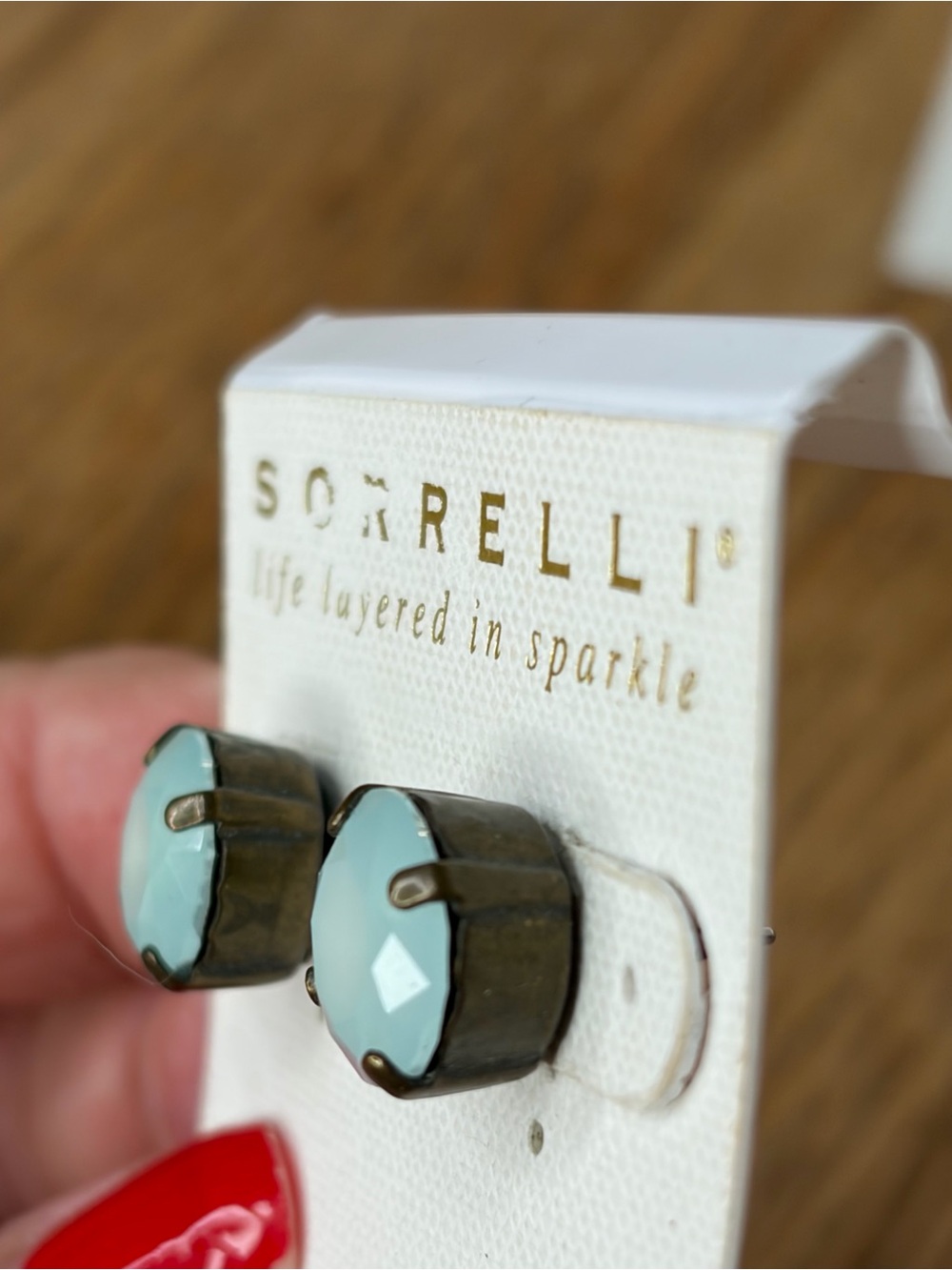 Sorrelli Seafoam Round Prong-Set Stud Earrings - Picture 4 of 4
